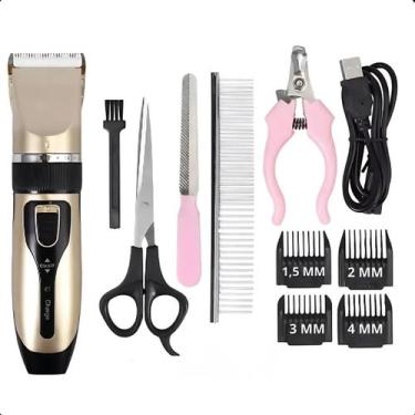 Imagem de Kit Profissional de Tosa para Pets  Máquina de Cortar Pelo Sem Fio e S