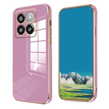 Imagem de Anlalish Compatível com Xiaomi 14T Pro capa de silicone à prova de choque, capa de telefone Xiaomi 14T Pro capa fina de proteção fofa (roxa)