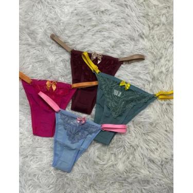 Imagem de Calcinha Fio Dental em Renda Sensual em Renda e Regulagem - Tanga Fio 