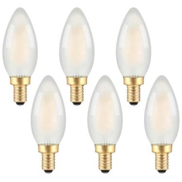 Imagem de Lâmpadas LED de candelabro TOKCON Frosted E12 2W, pacote com 6