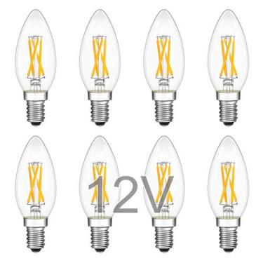 Imagem de Lâmpada LED TOKCON 12V 4W E12 Candelabra 2700K, pacote com 8