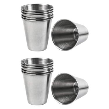 Imagem de ZAAWUUT Pacote com 10 mini copos de dose de aço inoxidável, copo de dose de uísque de 28,3 g, copo de café expresso, recipiente de bebida para bar em casa, festa de viagem (30 ml/28.3 g)