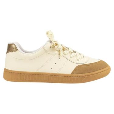 Imagem de Tênis Beira Rio Casual Feminino Leve e Moderno, Branco off dourado, 35