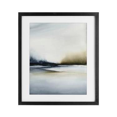 Imagem de Stupell Industries Impressão emoldurada à beira-mar enevoada serenidade preta sob vidro design por 1x, 21 x 17