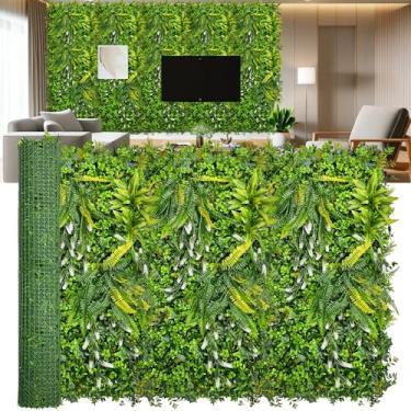 Imagem de ODTORY Painéis de parede de vegetação artificial 3D: tela de privacidade de cerca de hera de buxo anti tela de privacidade de plantas falsas para ambientes externos, internos, jardins, quintais e