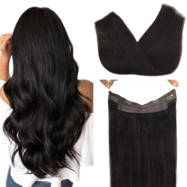 Imagem de Extensões de cabelo de arame GOO GOO Real Human Hair 40cm 95g pretas