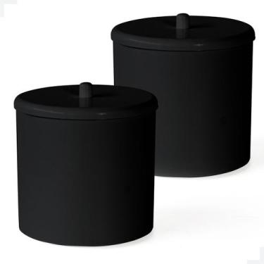 Imagem de Kit 2 Lixeiras Preto Banheiro Cozinha Multiuso 6 Litros - Valen Decor