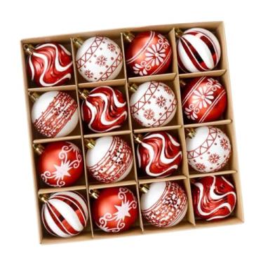 Imagem de oshhni 16x Bolas de Natal Decorativas 6cm Enfeites Pendurados para Engajamento Interno ação de Graças Árvore de Natal, Vermelho Branco