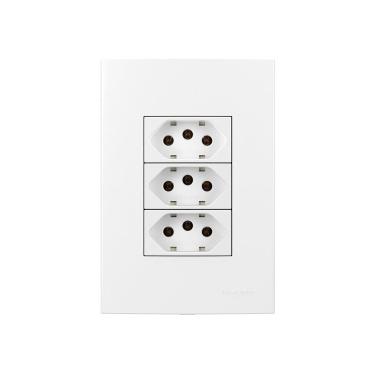 Imagem de Tomada Tripla MarGirius Sleek 2P+T 20A com Placa 4x2 Branca
