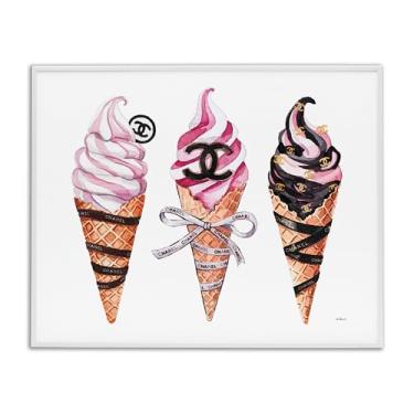 Imagem de Stupell Industries Trio de sorvete rosa glam branco emoldurado por Amanda Greenwood, 40 x 50 cm