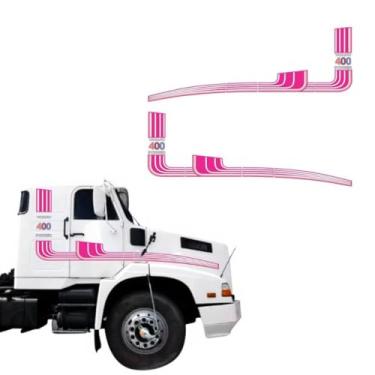 Imagem de Adesivo Faixa Lateral Caminhão Power 400 1989 Rosa Adesivo Laminado - Compatível