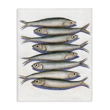 Imagem de Stupell Industries Desenho de arte de parede em tela de peixe anchova empilhado por Michael Willett, 76 x 61 cm