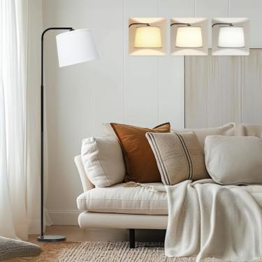 Imagem de AKASUKI Luminária de chão para sala de estar com 3 temperaturas de cor, lâmpadas de pé com interruptor de pé para sala de estar, quarto, escritório, luminária de chão com lâmpada LED de 9W incluída