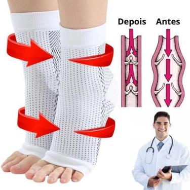 Imagem de Par de Meias Ortopédicas alta Compressão Tornozelo para alivio de Dore