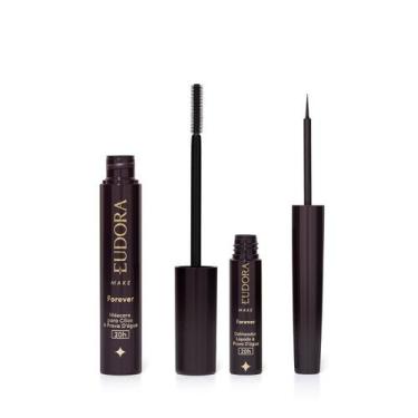 Imagem de Combo Eudora Make: Máscara Cílios Forever 8g + Delineador Líquido Fore