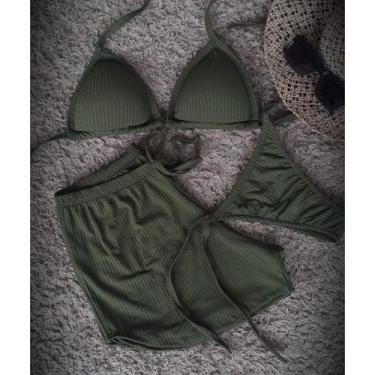 Imagem de Conjunto biquini e shortinho canelado - NAGAB, Único, Verde musgo