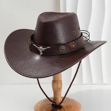 Imagem de Chapéu De Cowboy Ocidental Unissex Vintage De material sintético, Chap