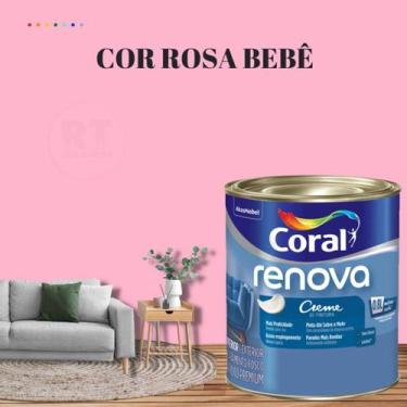 Imagem de Tinta Parede Rosa Acrílica Fosca Coral Renova 800ml, ROSA BEBE