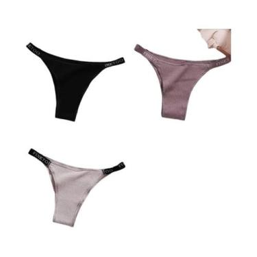 Imagem de Conjunto De 3 Calcinhas Femininas De Algodão, Tanga Sexy, Lingerie Ínt