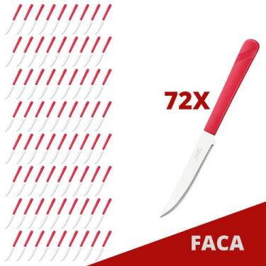Imagem de Jogo 72 Facas Vermelho Luna Plástico e Inox Mesa Posta - Taumer, Luna