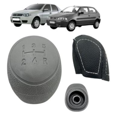 Imagem de Peça Manopla Bola E Capa Câmbio Manual Compatível Com Siena Palio G2 2001 Á 2005 (CINZA - COSTURA PRATA)