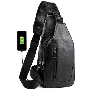 Imagem de Mochila Sling Bag Peicees Leather Sling para homens com porta USB