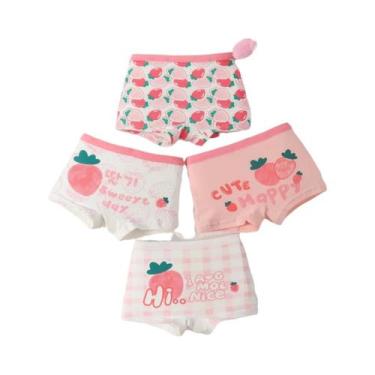 Imagem de Conjunto De 4 Peças De Roupa Íntima Infantil De Algodão Puro Com Estam