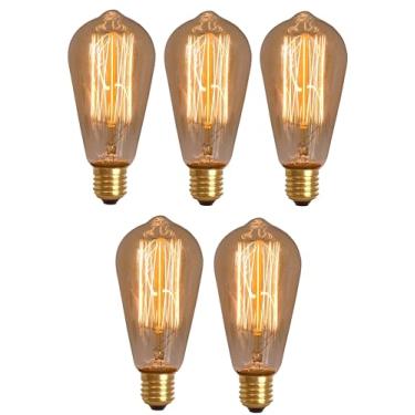 Imagem de Kit 5x Lâmpada Filamento Carbono Retrô Vintage ST64 40W E27 Âmbar Dimerizável (Tensão 110V)