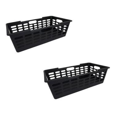 Imagem de Kit 2 Cesto Multiuso Grande Atenas Preto 29x15x51Cm 25463 - Arqplast