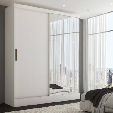 Imagem de Guarda-Roupa Solteiro Istambul 2 Portas 2 Gavetas com Espelho Branco - Pm