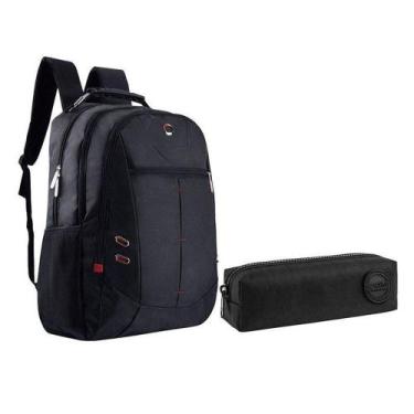 Imagem de Kit Mochila Escolar Notebook Sbfp-6226 E Estojo Académie Preto - Fusec