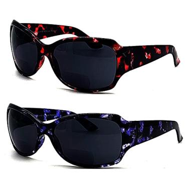 Imagem de Óculos de sol de leitura bifocais para mulheres (2 pares) proteção UV grande leitor de sol moderno strass brilhante 2.00 2.50, 2 pares, 2 Count (Pack of 1)