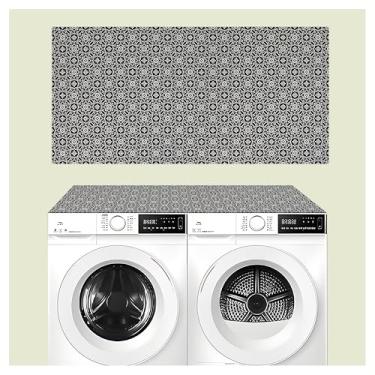 Imagem de Capas de lavadora e secadora para a parte superior, 68,5 cm x 137,2 cm, tapete protetor superior para lavadora e secadora, tapete de diatomita preto, antiderrapante, à prova de poeira, secagem rápida