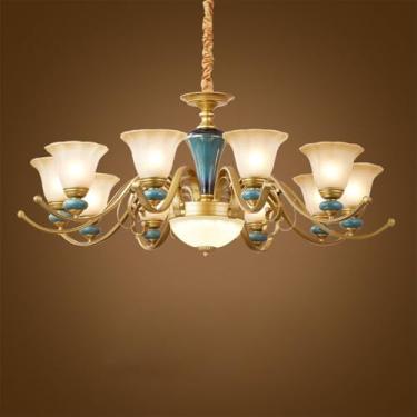 Imagem de Lâmpada Pendente Lustre LED Retro Cerâmica (C 3 Luzes) - Para Sala De Estar, Quarto, Estudo, Restaurante, Hotel, Café & Villa (N 10 luzes)