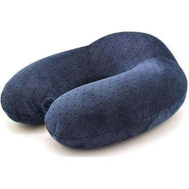 Imagem de Almofada De Viagem - Almofada De Pescoço De Espuma De Memória - Capa Fácil De Remover E Lavável, Navy Blue, One Size