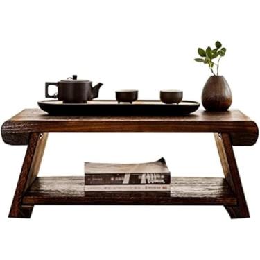 Imagem de Mesa De Meditação Estilo Japonês Mesa De Chão De Altar Mesa Baixa Dobrável Para Sentar No Chão Mesa De Chá Antiga Mesa Baixa Simples Mesa De Centro Da Sala De Estar, Brown, 80x40x33cm