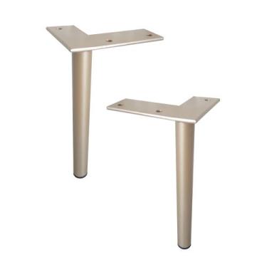 Imagem de KIT 4 Pés de Metal L 18cm Lateral Champagne Preto Fosco Multiuso Armár