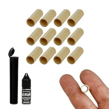 Imagem de Rolos de pontas de madeira vazadas - pacote com 12 - tamanhos variados - cigarro, charuto, rolos (pontas de rio) com tubo e GlueGar (12,5 mm)
