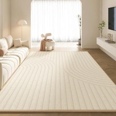 Imagem de Tapete decorativo para sala de estar, grande, grosso, lavável, para sala de estar, macio, de pelúcia, estilo creme, para quarto (200x300 cm/A)