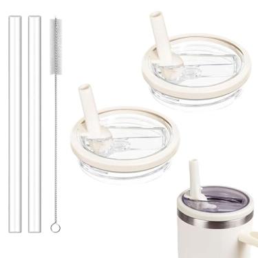 Imagem de Tianhengyi Substituição de tampa de copo de 850 g compatível com Stanley Quencher, creme 2 peças