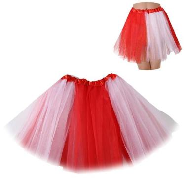 Imagem de Saia tutu BFONS para mulheres, tule adulto, 3 camadas, vermelho e bran