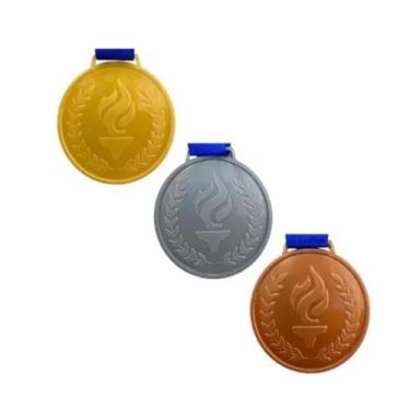 Imagem de Medalha Plástica Honra ao Mérito Premiação - 3 Pçs - Ouro Prata e Bron