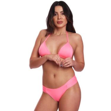 Imagem de Biquíni Feminino Cortininha Com Calcinha Tanga Vih Triny, Rosa, GG