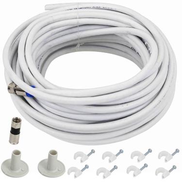 Imagem de Kit Digital Cabo Coaxial com Conector e Acessórios RG6 67% de Malha 15 Metros - 9943 - MEGATRON