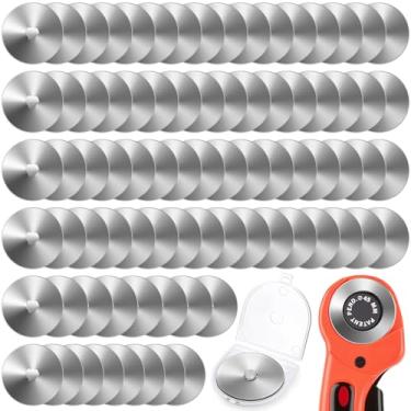 Imagem de Honoson 80 peças de lâminas de cortador rotativo de 45 mm, refil de lâminas de substituição de cortador rotativo de aço, suprimentos de estofamento para tecido, artes, artesanato, scrapbook, costura