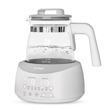 Imagem de comfyer Aquecedor de mamadeira confortável, aquecedor de mamadeira com luz noturna e ventilador de resfriamento mais rápido, aquecedor de água instantâneo, chaleira de chá elétrica com 6 configurações