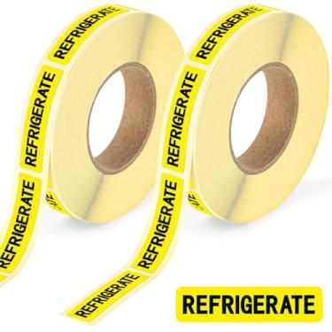 Imagem de Saypacck 1000 adesivos Keep Refrigerated 1 cm x 4 cm Etiquetas médicas de farmácia veterinária etiquetas auxiliares de farmácia à prova d'água sinais de aviso de alimentos refrigerados (amarelo)