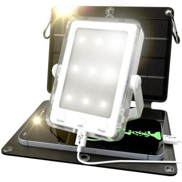 Imagem de Banco de energia solar PRAANA 5000mAh com painel de 7W e luz de 800 lú