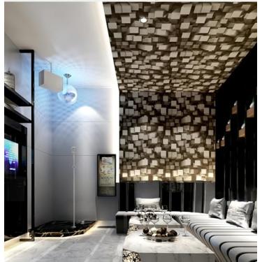 Imagem de ESSMOKO Papel de parede 3D moderno estilo ficção científica flash bar hotel salão de baile teto impermeável PVC papel de parede marrom