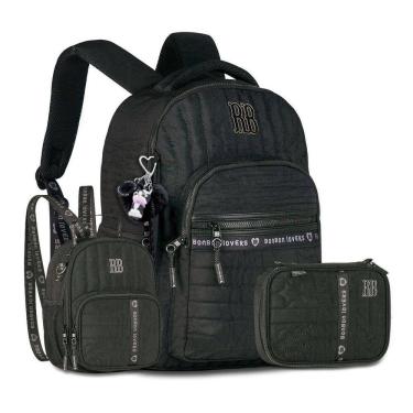 Imagem de Mochila Rebeca Bonbon Kit Escolar C Lancheira E Estojo Preto